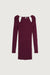 Rib-knit mini dress with cutouts in mulberry — main image