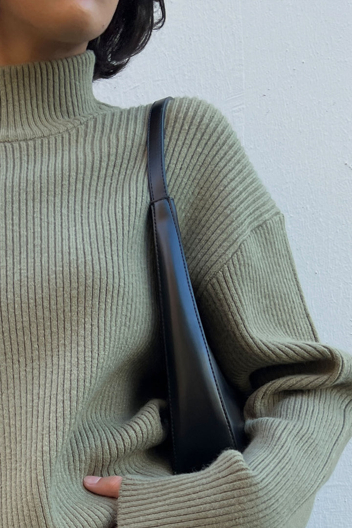 MINI TURTLENECK SWEATER DRESS in Medium Green — alternate angle