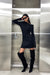 Off shoulder rib-knit mini dress in black — main image