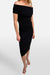 Ribbed off the shoulder midi dress in black — main image