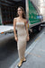 Denim tube midi dress in simply taupe — main image
