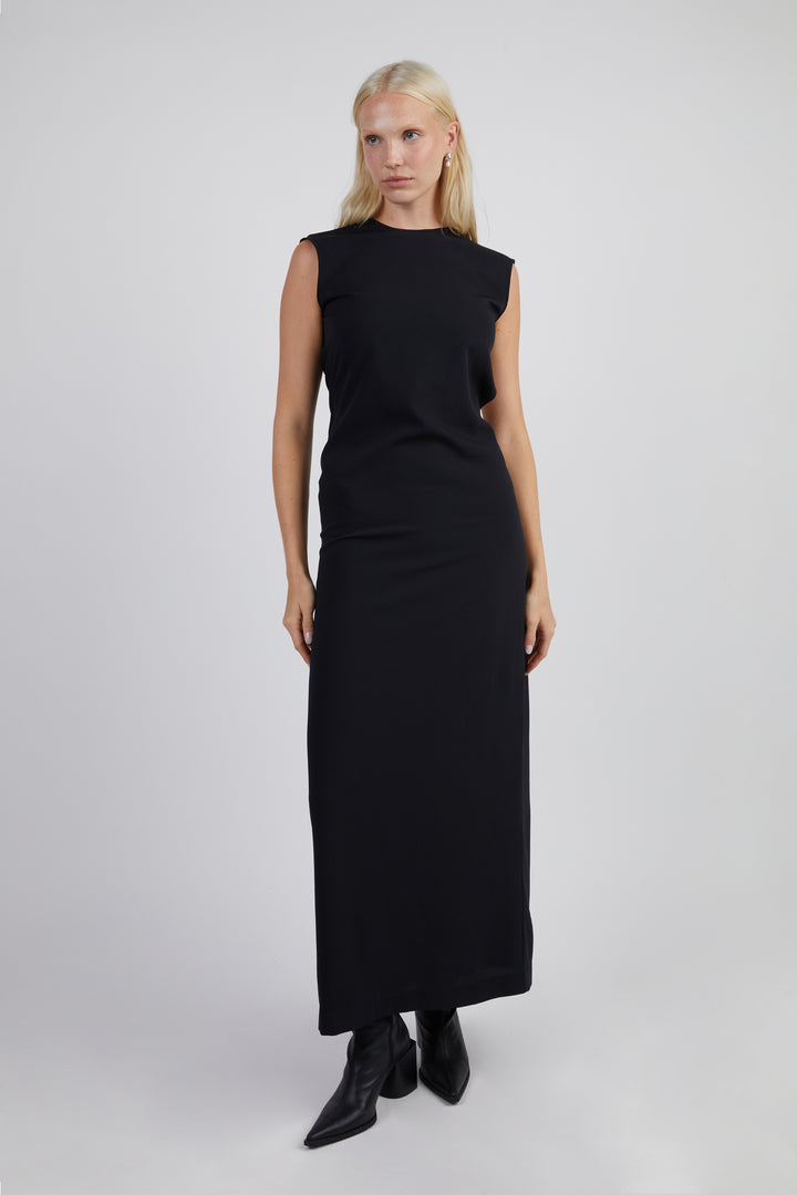 MAXI DRESS WITH OPEN BACK in Black — alternate angle