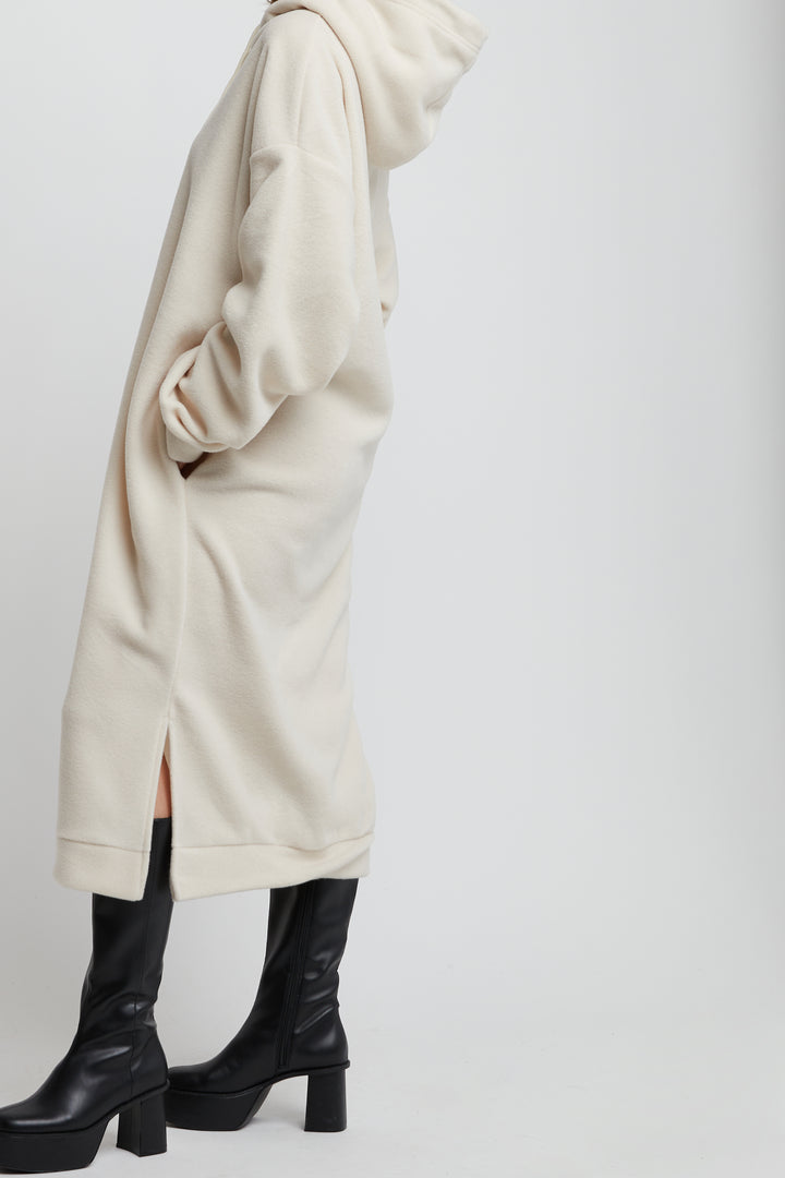 HOODIE DRESS in Cream — alternate angle