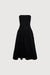 Drop-waist strapless twill dress in black — main image