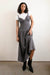 Drop-waist dress with metal eyelets in asphalt — main image