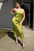 Strapless satin dress in pickled pepper — main image