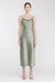 Cowl neck satin midi dress in seagrass — main image