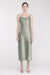 Cowl neck satin midi dress in seagrass — main image