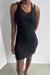 Crochet mini dress coverup in black — main image