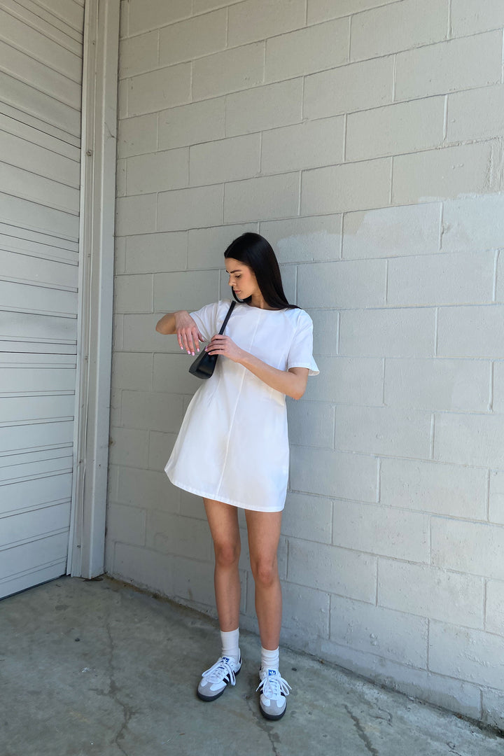 SIMPLE MINI DRESS in White — alternate angle
