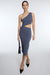 One shoulder knit midi dress with cutout in grisaille — main image