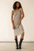 Sleeveless rib-knit distressed midi dress in paloma — main image