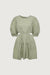 Puff sleeve mini dress with cutouts in tea — main image