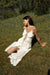 Sheer tie-front tiered midi dress in cream — main image