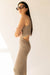 Midi crochet dress with back cutout in taupe — main image