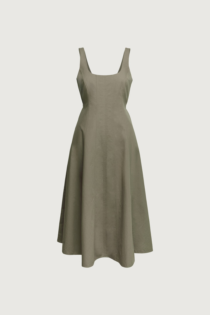 SQUARE NECK MAXI DRESS in Vetiver — alternate angle