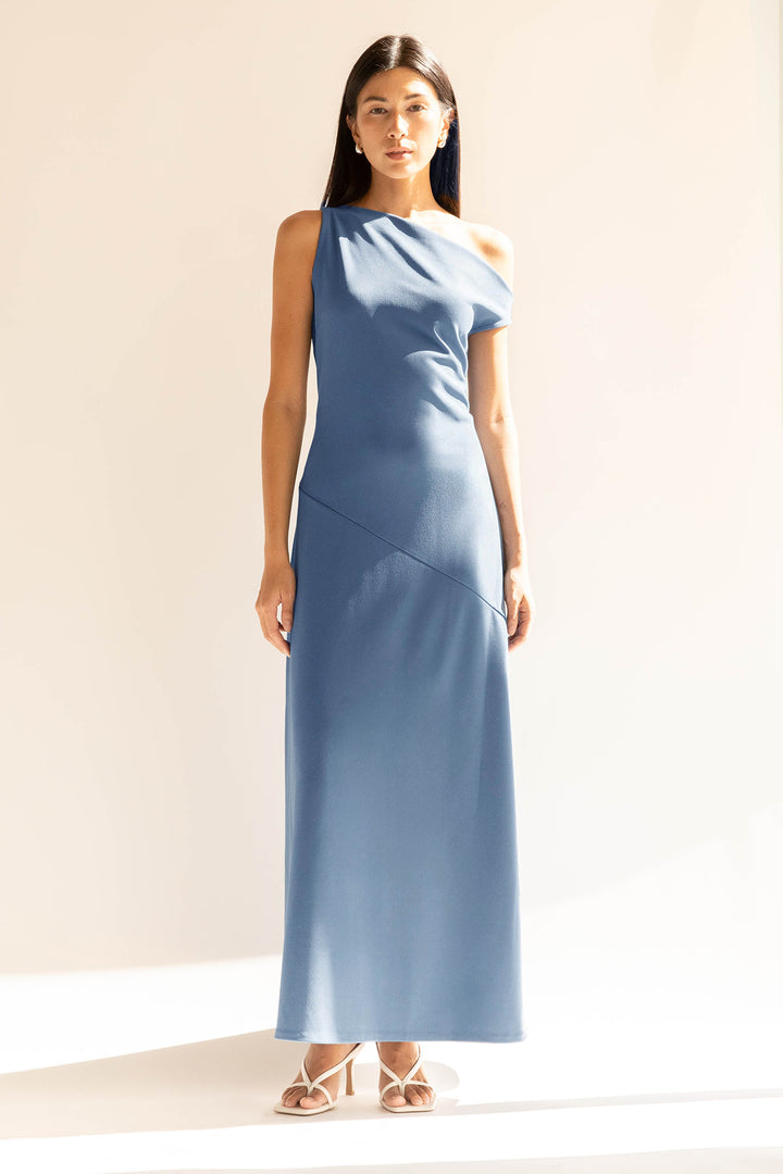 OFF THE SHOULDER MAXI DRESS in Bluefin — alternate angle