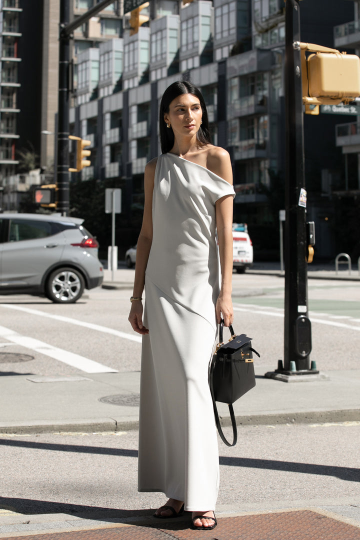 OFF THE SHOULDER MAXI DRESS in Seashell — alternate angle