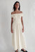 Off-shoulder smocked midi dress in ivory — main image