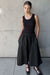 Mixed material midi dress in black — main image