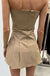 Tube top mini pleated dress in beige — main image