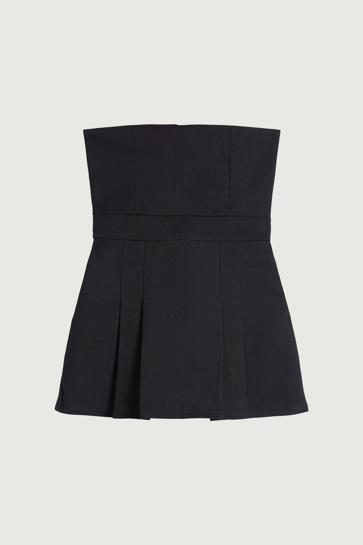 TUBE TOP MINI PLEATED DRESS in Black — alternate angle