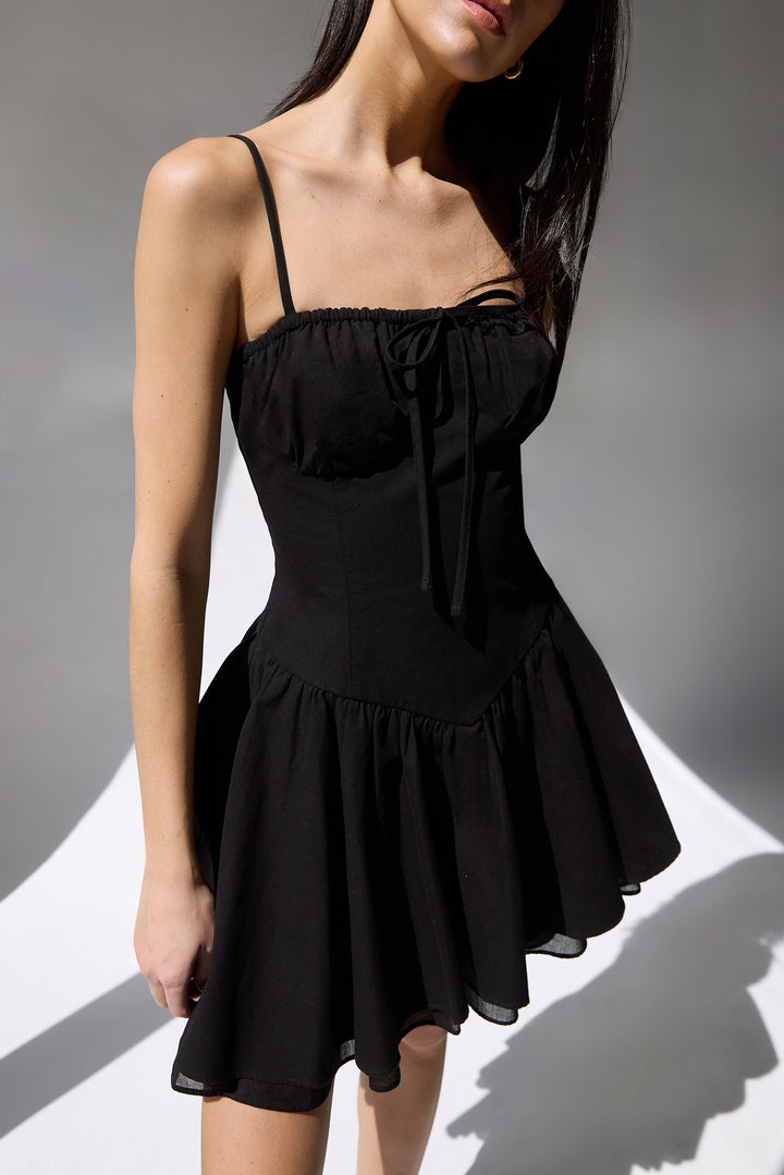 CORSET MINI DRESS in Black — alternate angle