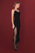 Ruffled trim dress in black — main image