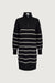 Striped half-zip knit dress in black oatmeal — main image