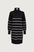 Striped half-zip knit dress in black oatmeal — main image