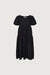 Textured puff sleeve midi dress in black — main image