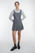Pleated scoop neck mini dress in medium heather grey — main image