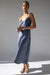Satin v-neck midi dress in grisaille — main image
