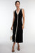 Sleeveless contrast trim button front maxi dress in black cream — main image
