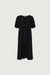 Puff sleeve midi dress with bows in black — main image