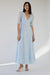 V-neck puff sleeve floral maxi dress in breeze blue floral — main image