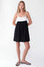 Contrast babydoll midi dress in white black — main image