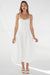 Cotton poplin v-waist bubble hem midi dress in white — main image