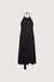 Linen blend halter neck midi dress in black — main image