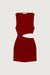 One shoulder knit mini dress with cutout in crimson — main image