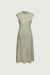 Linen blend sleeveless bias cut midi dress in moss grey — main image
