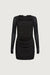 Ruched waist square neck mini dress in black — main image