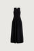 Contrast fabric sleeveless maxi dress in black — main image