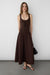 Contrast fabric sleeveless maxi dress in coffee bean — main image