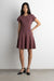 Ribbed fit and flare mini dress in rose taupe — main image