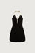 Collared halter neck mini dress in black cream — main image