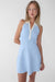 Collared halter neck mini dress in breeze blue cream — main image