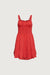 Gathered cotton poplin mini dress in crimson — main image