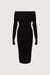 Off the shoulder long sleeve midi dress in black — main image