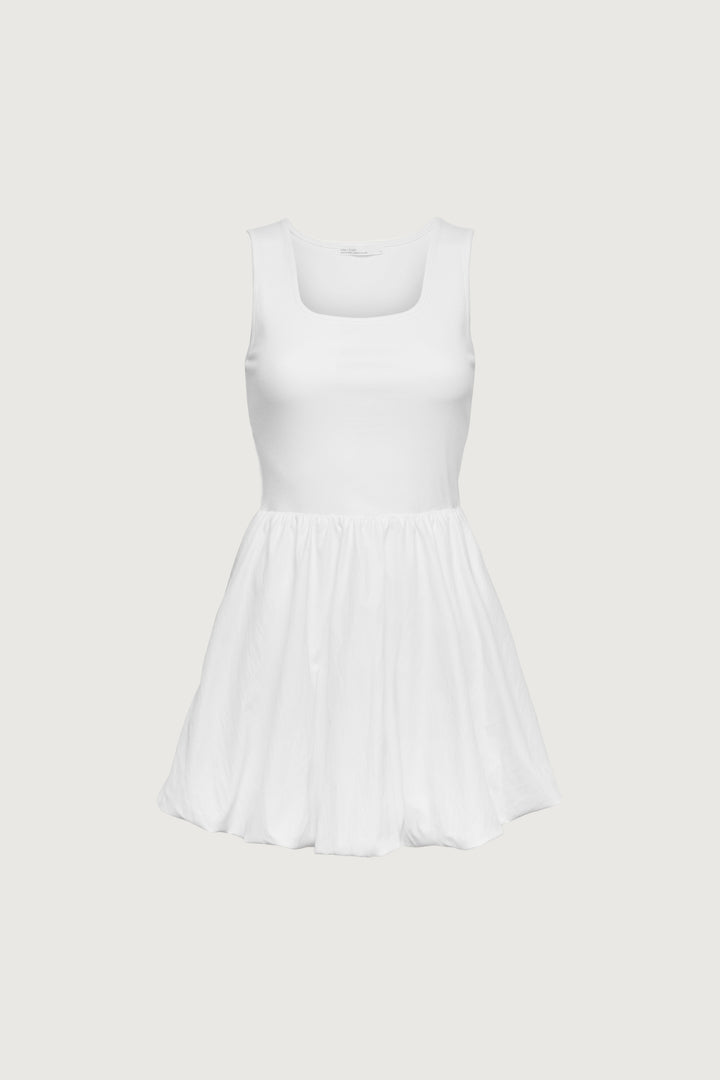 MINI BUBBLE HEM DRESS in Ivory — alternate angle
